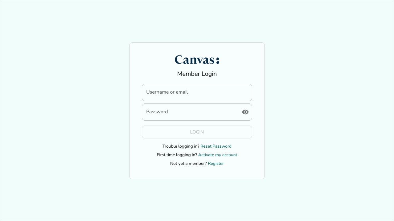 The login page with the full theme: a tinted page, the Nunito font, Member Login and teal links