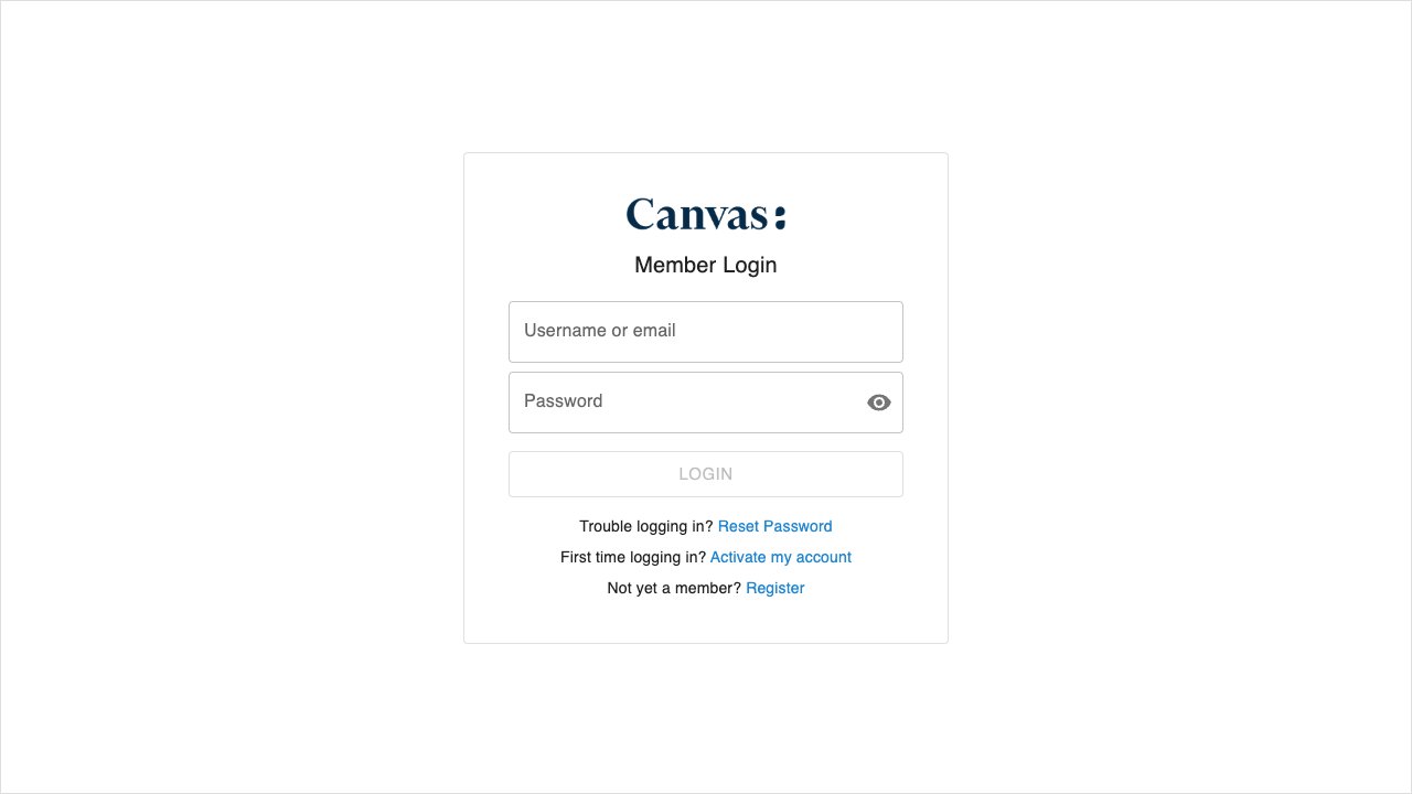 The login page with the heading Member Login and the text Not yet a member