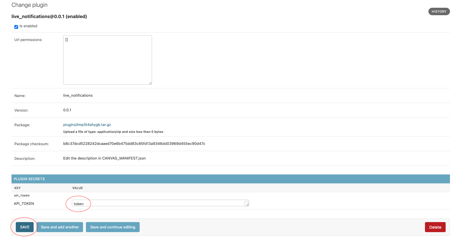 Setting plugin secrets