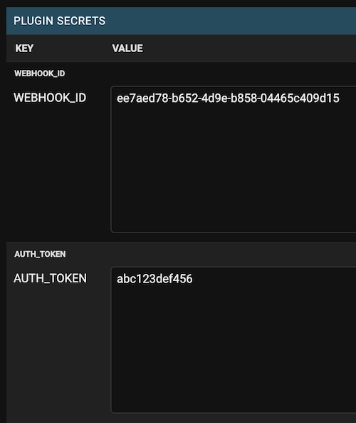 Plugin secrets
configuration